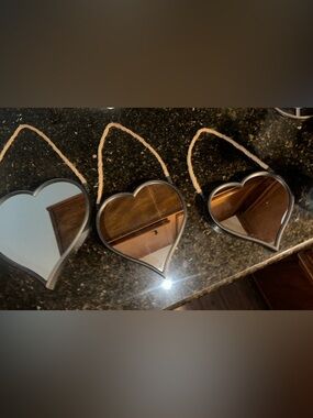 Rustic Heart Hanging Wall Mirror - Black Frame